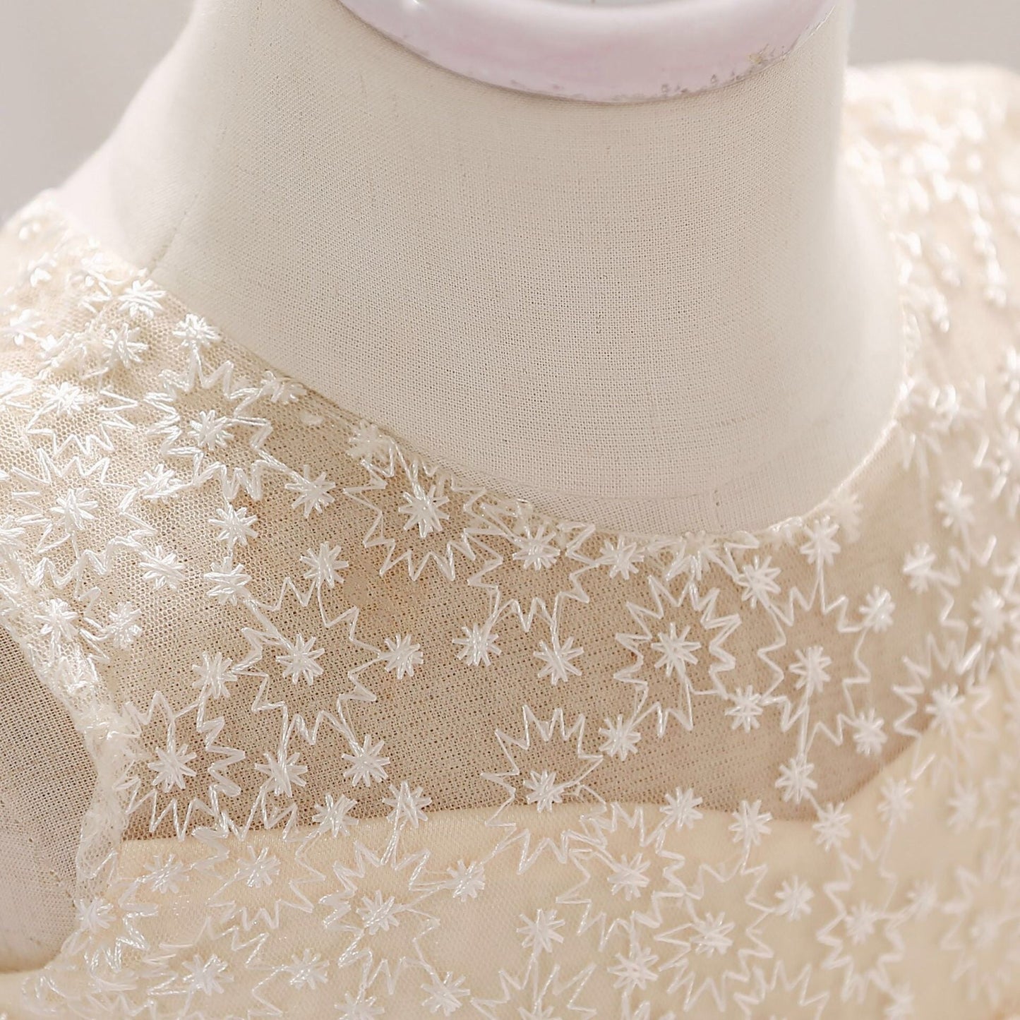 Baby Girl Floral Mesh Overlay Lace Design Sleeveless Christening Formal Dress Birthday Dress My Kids-USA